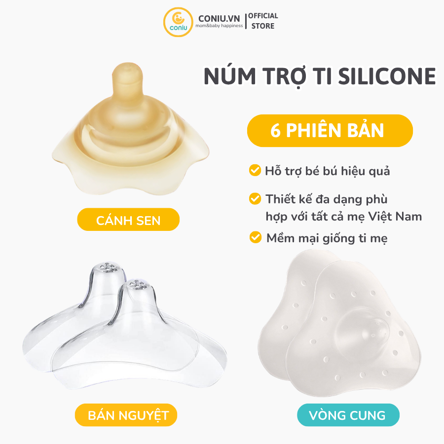 Núm Trợ Ti Coniu Silicone Siêu Mềm Mại Giúp Mẹ Cho Bé Bú Dễ Dàng