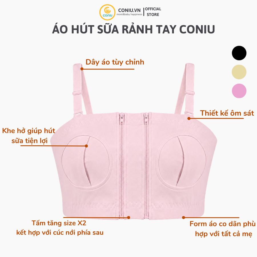 Áo Hút Sữa Rảnh Tay Coniu, Mặc Hút Sữa Cho Mẹ, Có Dây Giữ Bình Hút Sữa