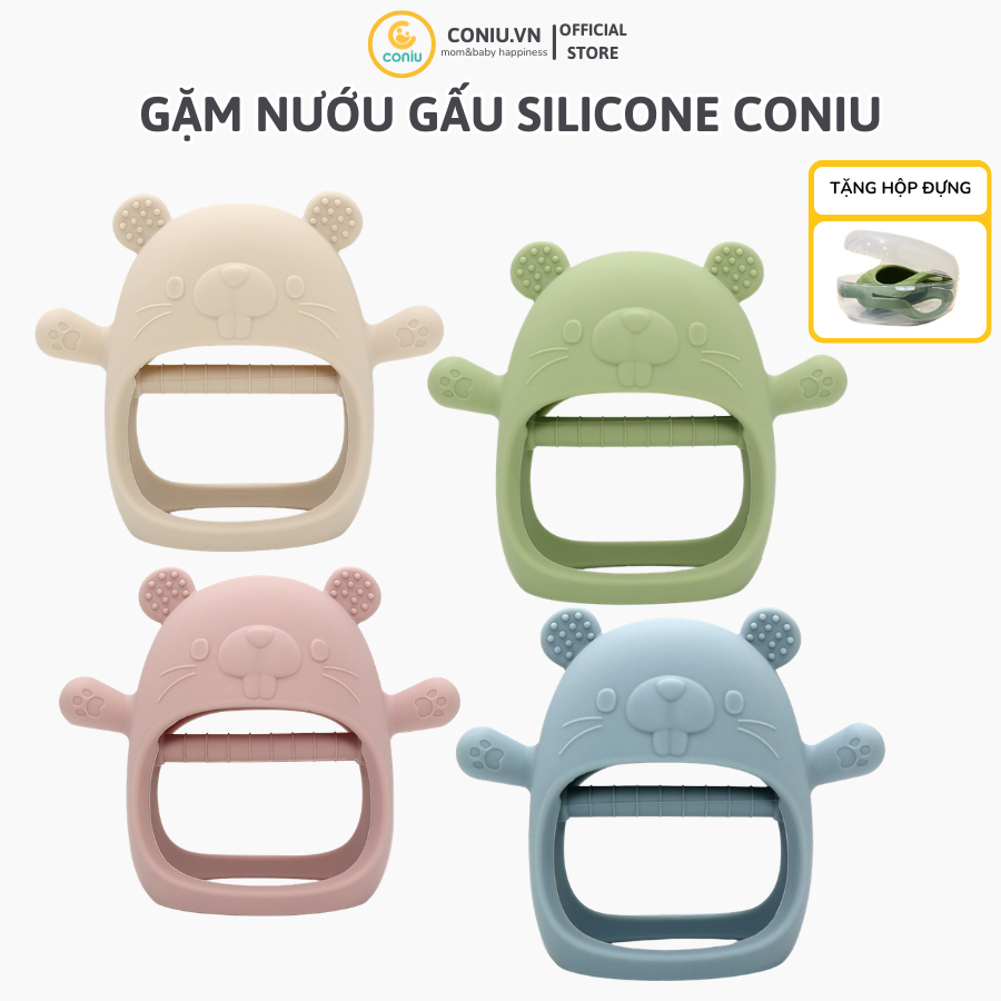 Gặm Nướu Silicone Coniu Cao Cấp Cho Bé Siêu Mềm Giúp Giảm Ngứa Nướu An Toàn Cho Bé (Có hộp bảo quản)