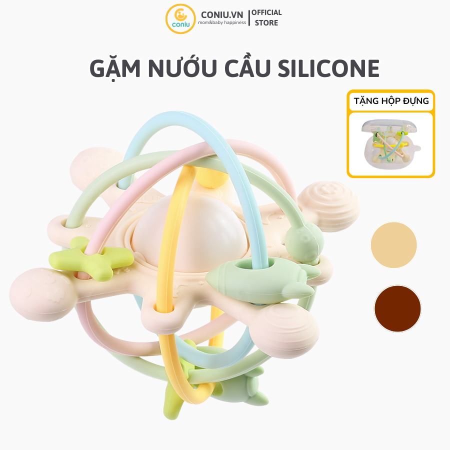 Gặm Nướu Silicone Coniu Hình Cầu Có Trục Xoay, Âm Thành Giúp Tăng Khả Năng Cầm Nắm Cho Bé