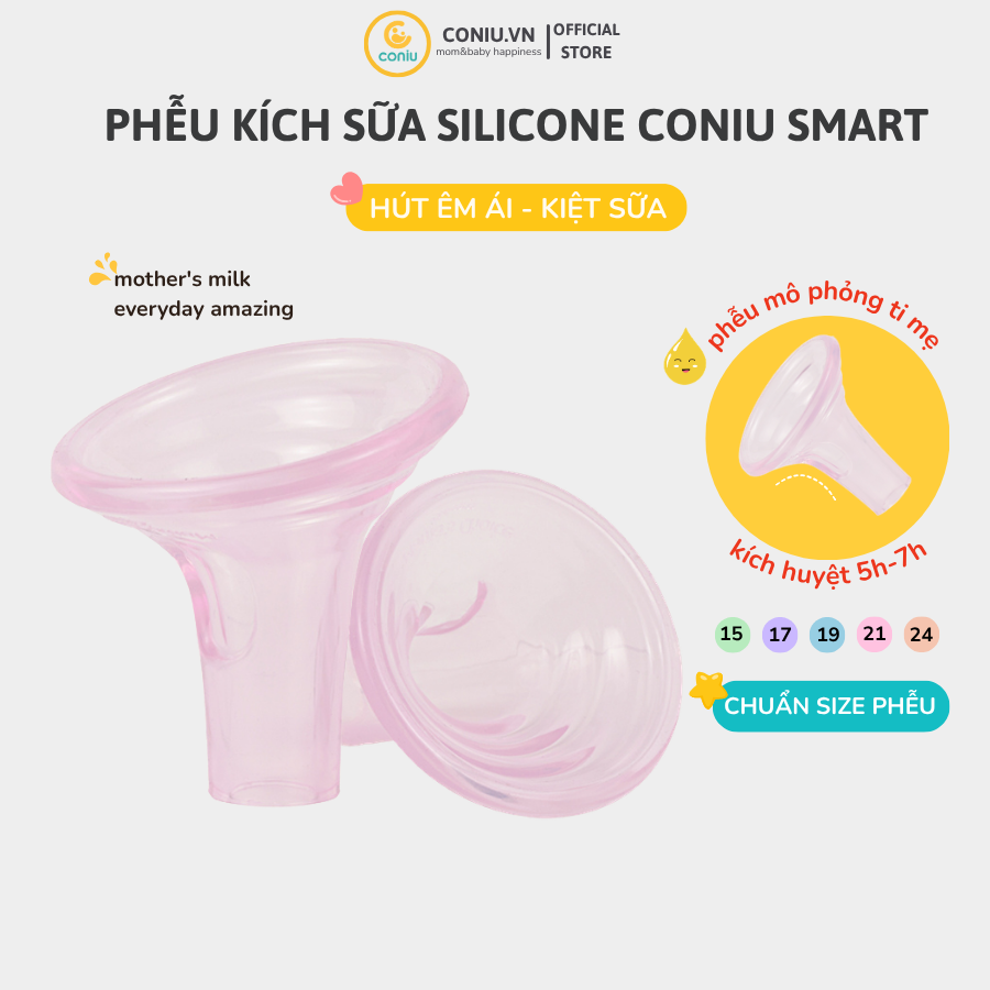 Phễu Hút Sữa Silicon Coniu Smart Hút Êm Ái, Mềm Mại Kích Sữa Hiệu Quả