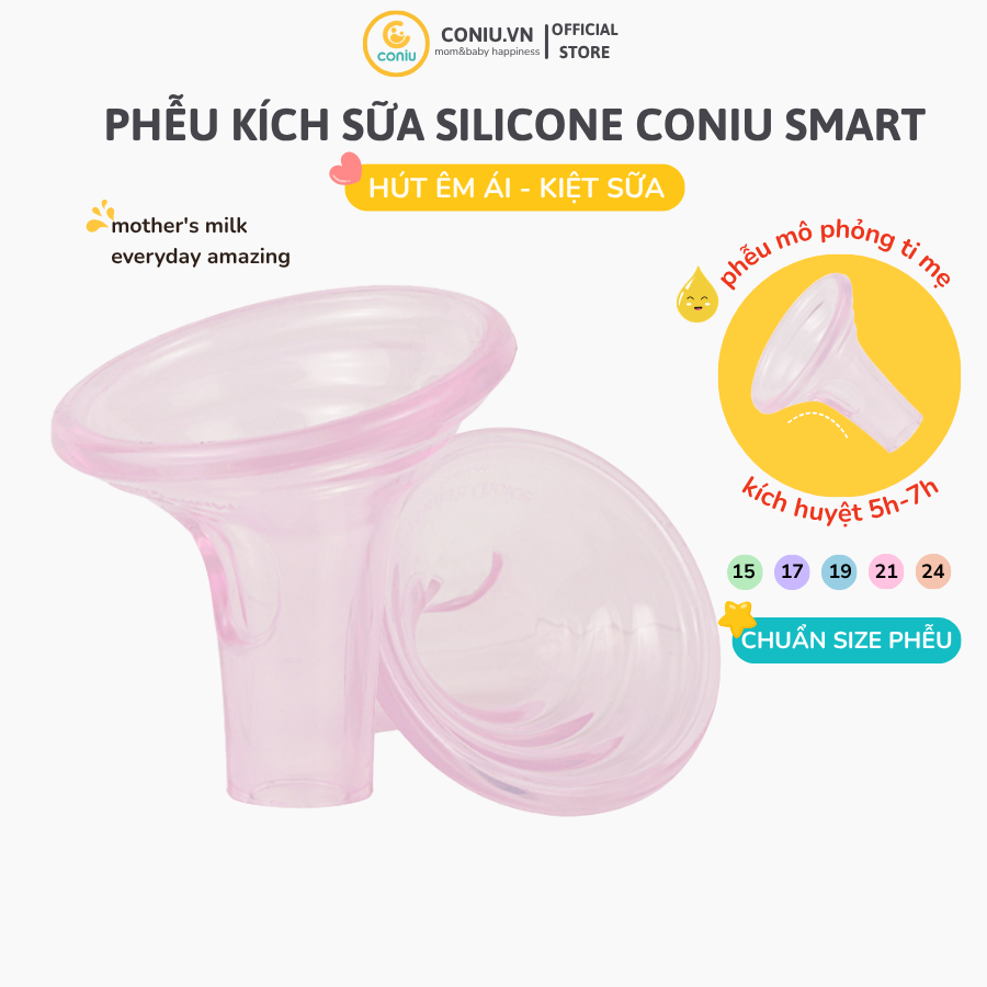 Phễu Hút Sữa Silicon Coniu Smart Hút Êm Ái, Mềm Mại Kích Sữa Hiệu Quả