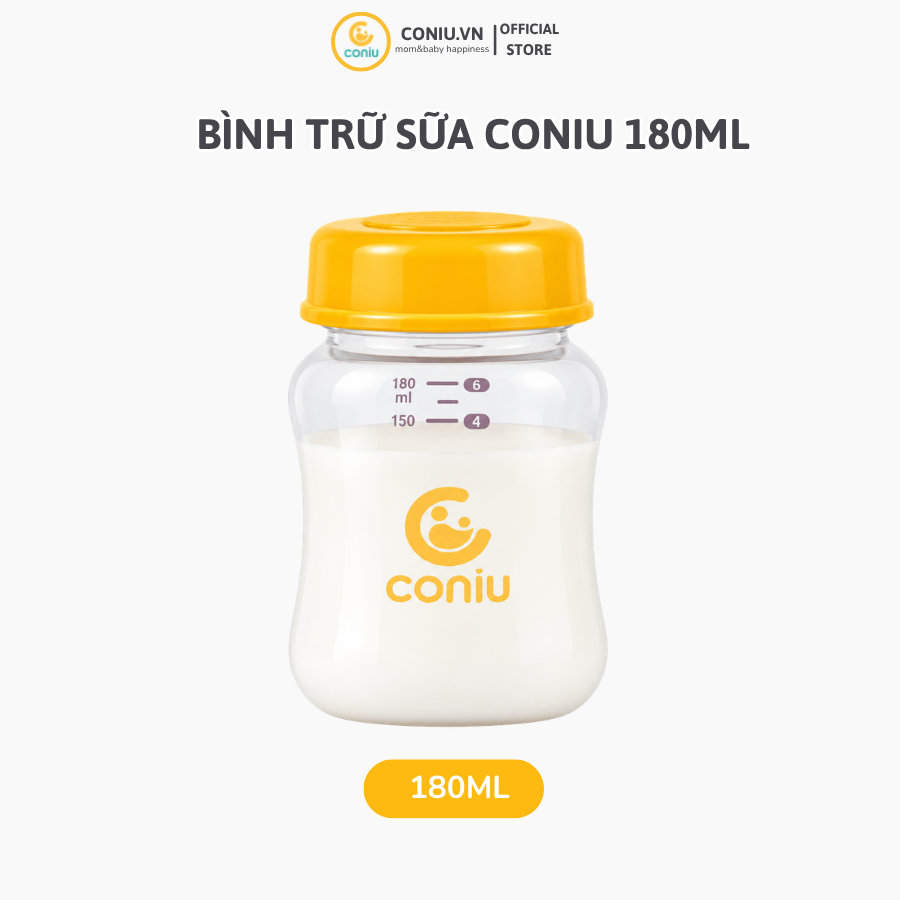 Bình Trữ Sữa Cổ Rộng Coniu 180ml, Tương Thích Máy Hút Sữa Spectra, Avent, Fatz, Rozabi, Cimilre
