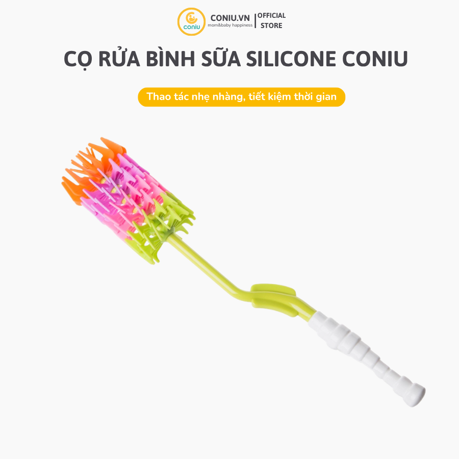 Cọ Rửa Bình Đa Năng Coniu, Tay Cầm Xoay 360 Độ, Chất Liệu Silicone Cao Cấp