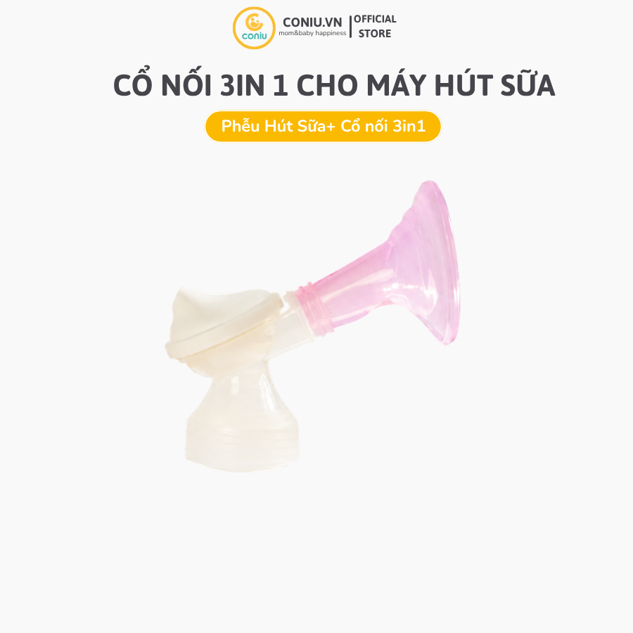 [Không Bình] Combo Phễu Hút Sữa Silicone Coniu Smart Và Cổ Nối 3in1