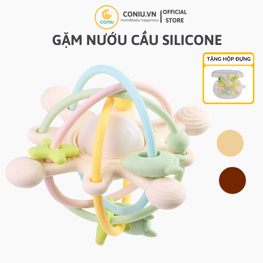 Gặm Nướu Cầu Silicone Coniu Có Trục Xoay, Âm Thành Giúp Tăng Khả Năng Cầm Nắm Cho Bé