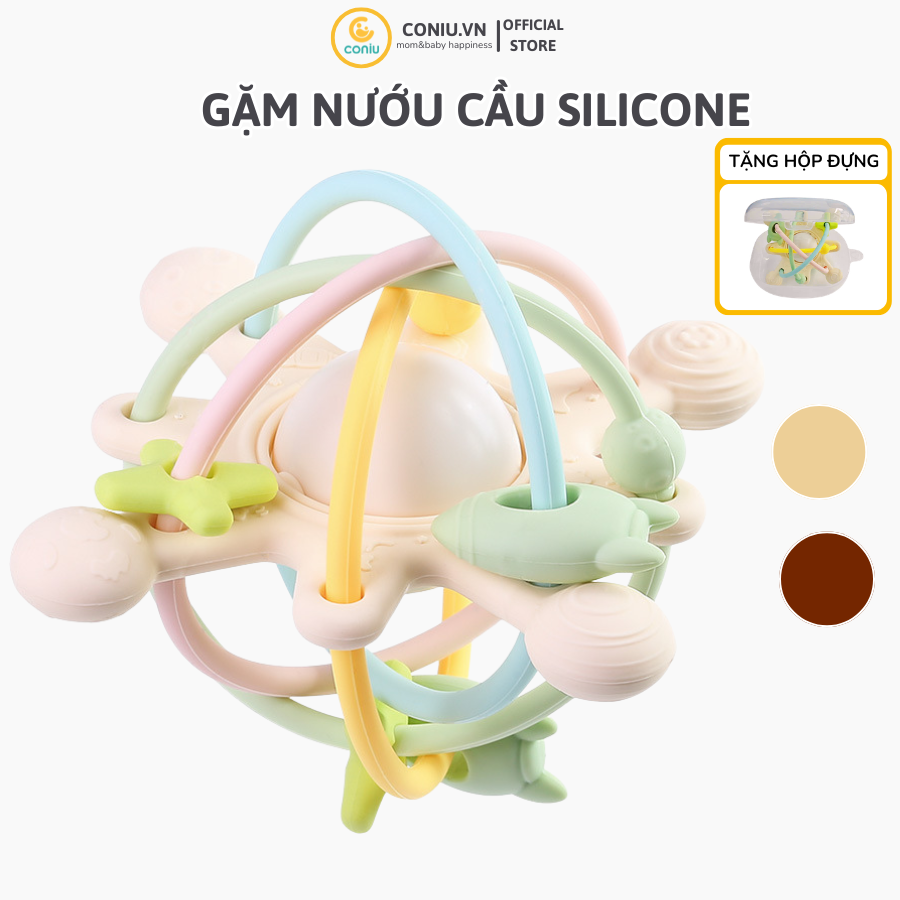 Gặm Nướu Silicone Coniu Hình Cầu Có Trục Xoay, Âm Thành Giúp Tăng Khả Năng Cầm Nắm Cho Bé