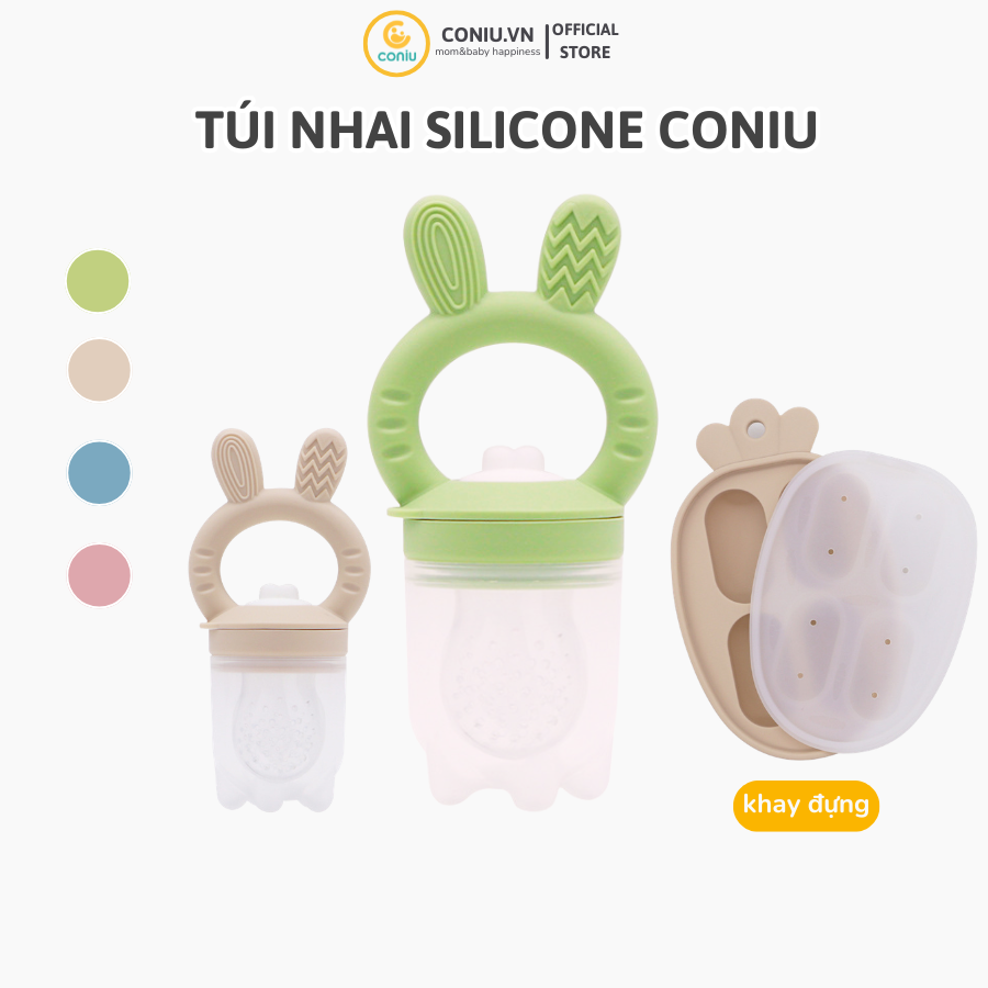 Túi Nhai Ăn Dặm, Núm Nhai Ăn Dặm Cho Bé Silicone Coniu