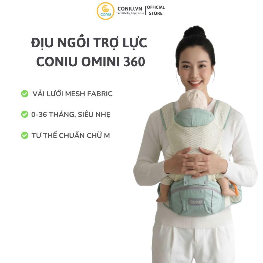 Địu Em Bé Sơ Sinh Coniu, 9 Tư Thế Chống Gù Cho Bé từ 0- 36 Tháng