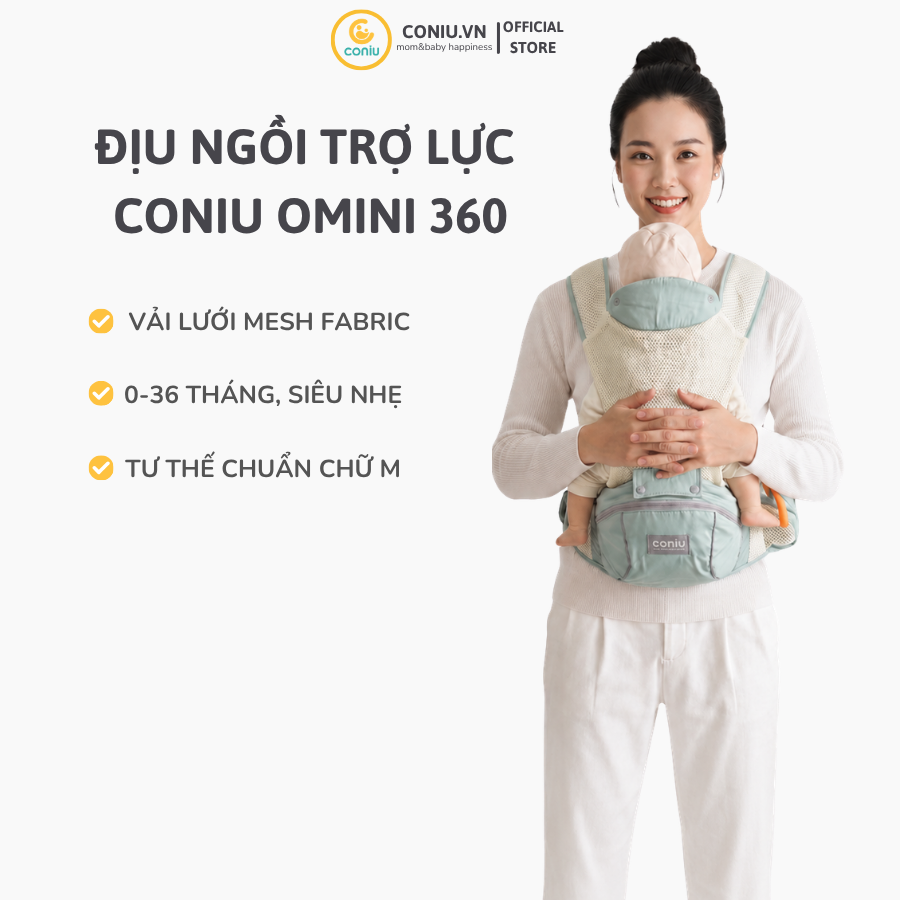 Địu Em Bé Sơ Sinh Coniu, 9 Tư Thế Chống Gù Cho Bé từ 0- 36 Tháng