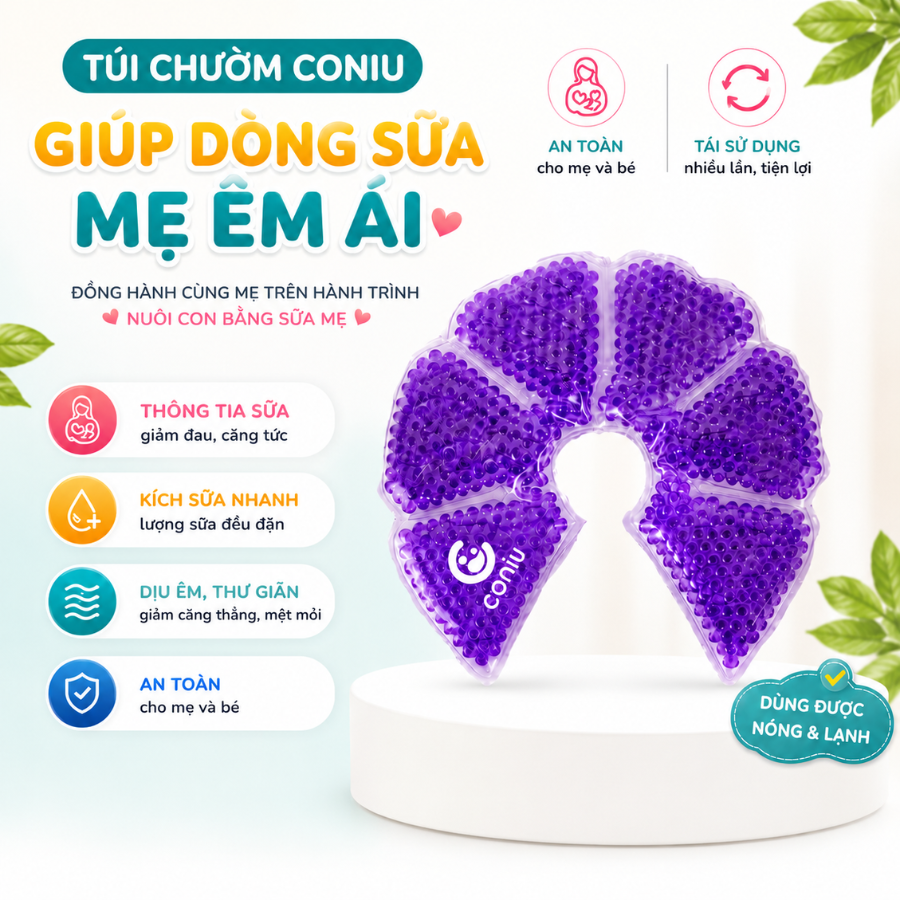 Túi Chườm Ngực Coniu Cho Mẹ Sau Sinh, Chườm Nóng Lạnh Giúp Mẹ Thông Tắc Tia Sữa, Kích Sữa, Giảm Đau Ti