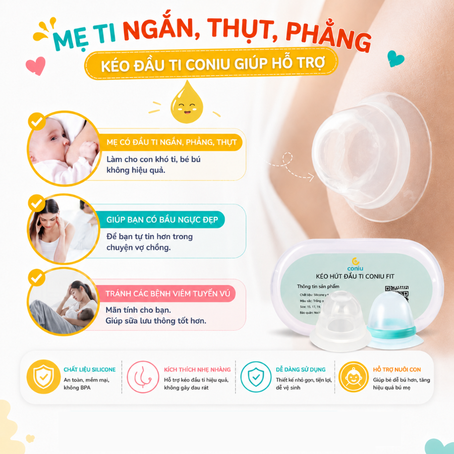 Kéo Đầu Ti Silicone Coniu Giúp Mẹ Cho Con Ti Dễ Dàng Và Thẩm Mĩ( Có Che Tên)