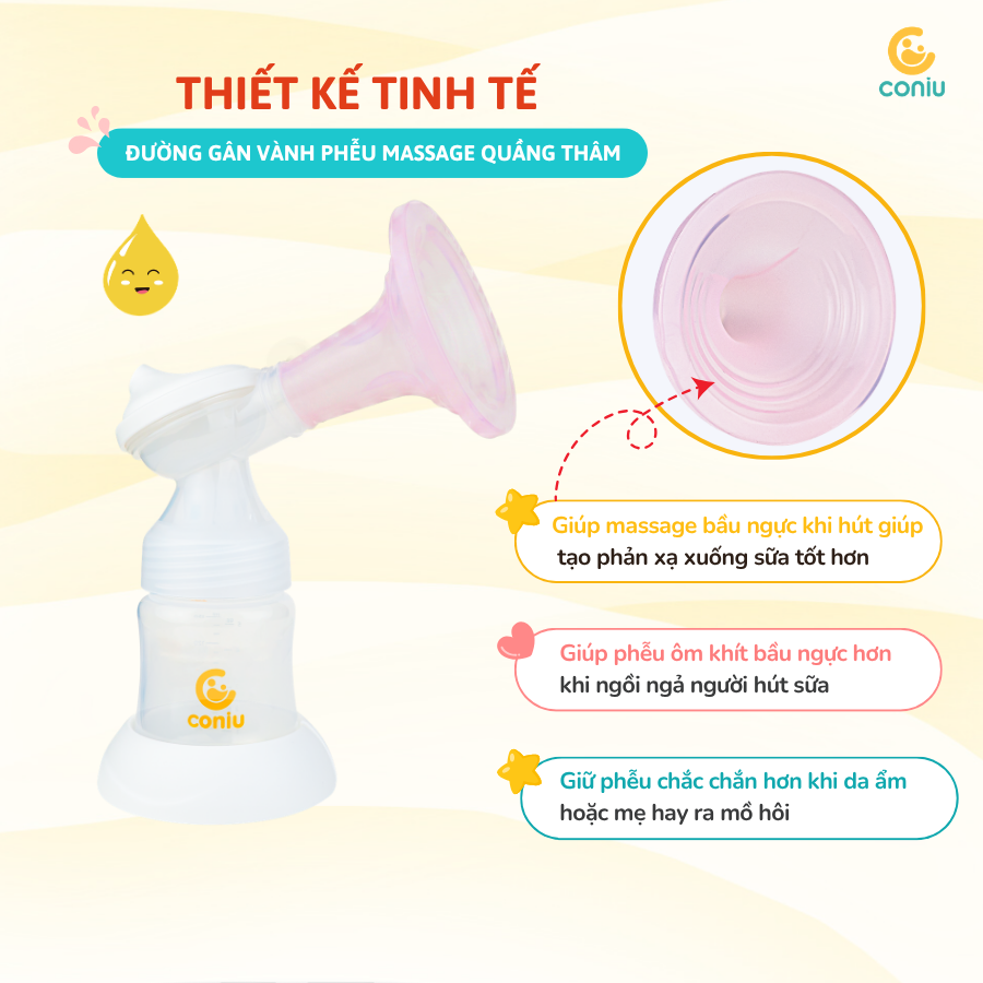 Phễu Hút Sữa Silicon Coniu Comfort Hút Êm Ái, Mềm Mại Kích Sữa Hiệu Quả