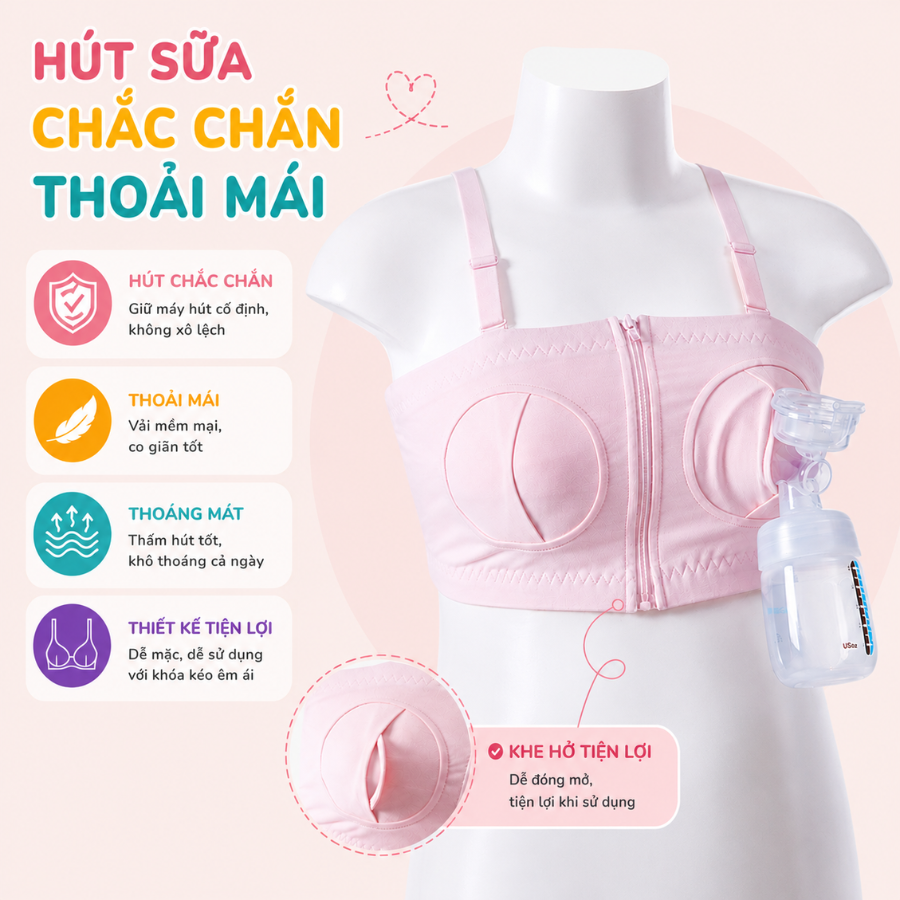 Áo Hút Sữa Rảnh Tay Coniu, Mặc Hút Sữa Cho Mẹ, Có Dây Giữ Bình Hút Sữa