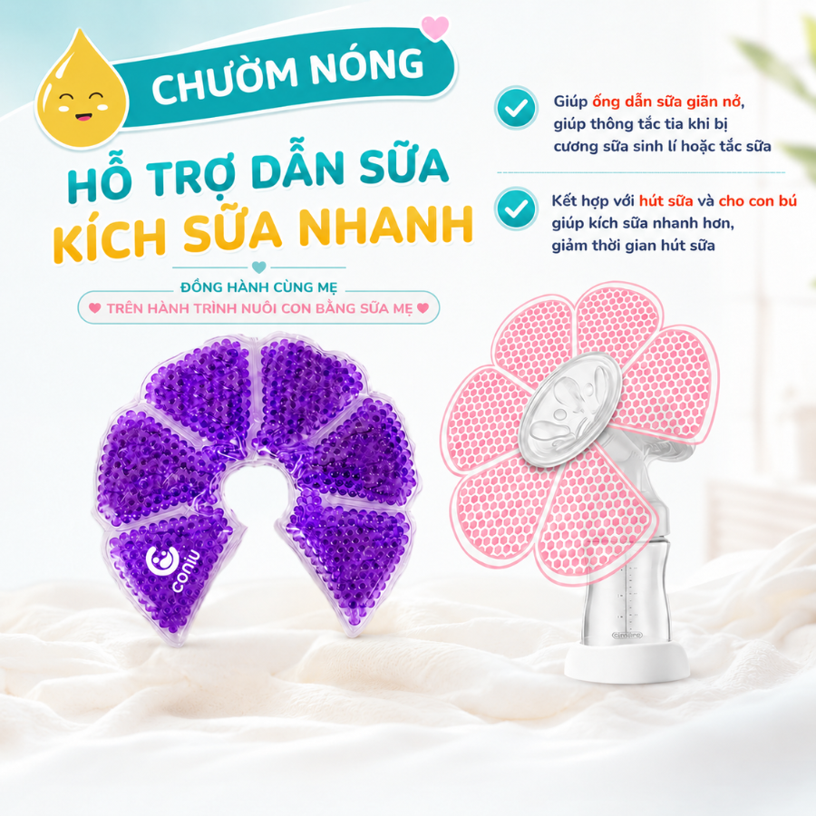 Túi Chườm Ngực Coniu Cho Mẹ Sau Sinh, Chườm Nóng Lạnh Giúp Mẹ Thông Tắc Tia Sữa, Kích Sữa, Giảm Đau Ti