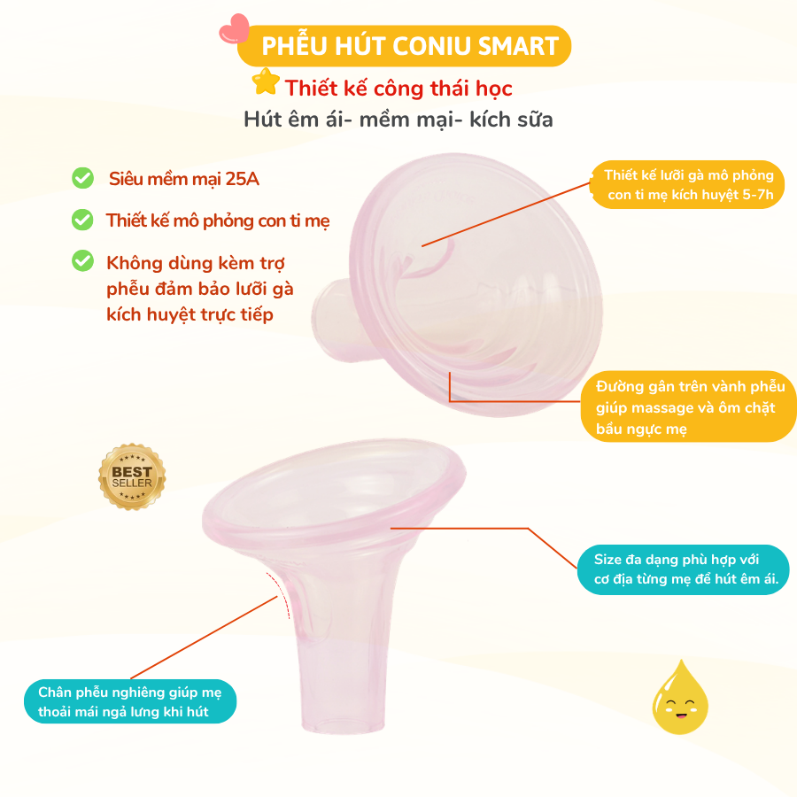 Máy Hút Sữa Điện Đôi Silicone Có Dây Coniu Smart, Hút Êm Ái,Tăng Sữa
