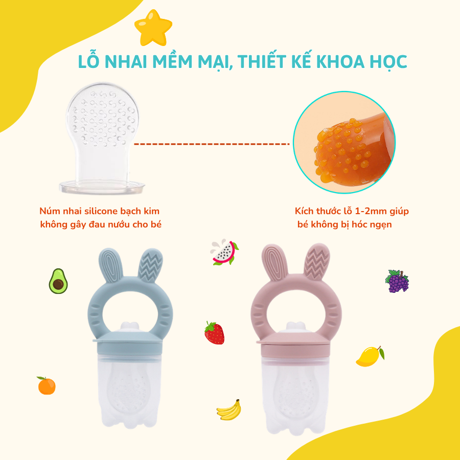 Túi Nhai Ăn Dặm, Núm Nhai Ăn Dặm Cho Bé Silicone Coniu