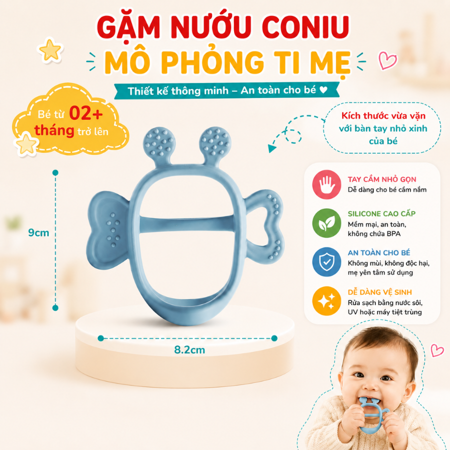 Gặm Nướu Bee Cho Bé Coniu Siêu Mềm Giúp Giảm Ngứa Nướu An Toàn Cho Bé
