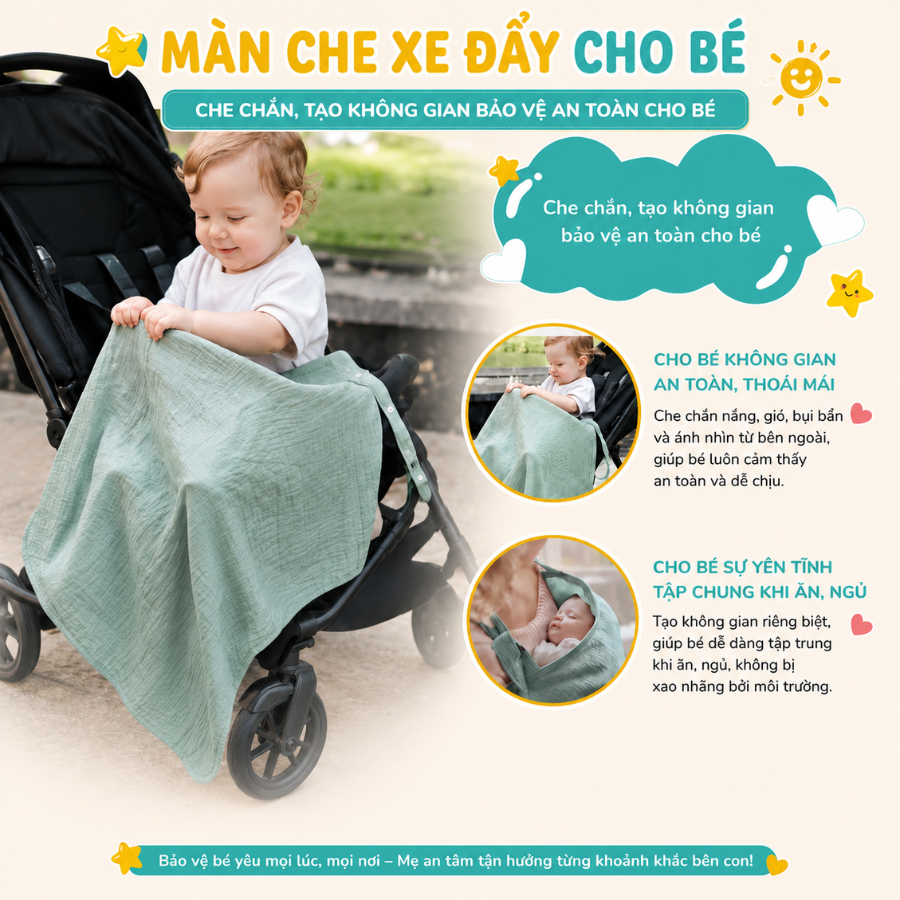 Khăn Choàng Cho Bé Bú Coniu, Chất Liệu Vải Muslin