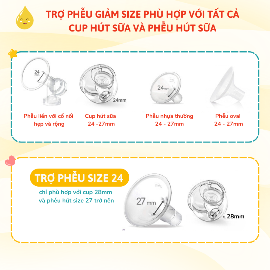 Trợ Phễu Silicone Coniu, Đệm Hạ Size Phễu Size 15-17-19-21-24mm,