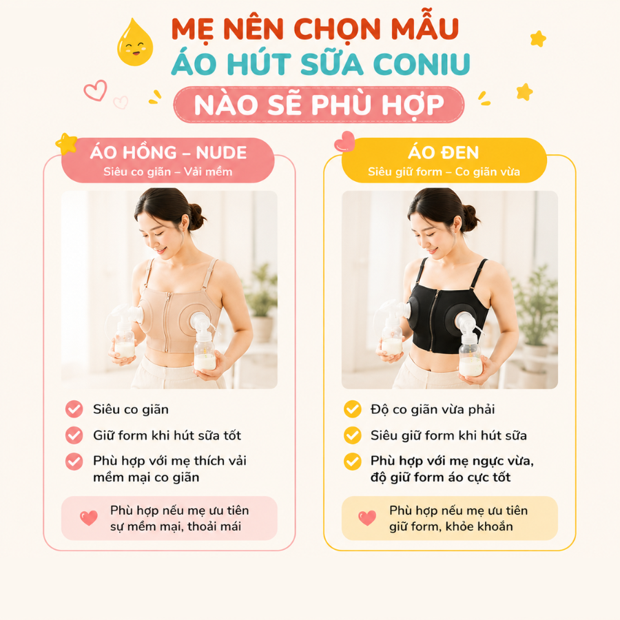 Áo Hút Sữa Rảnh Tay Coniu, Mặc Hút Sữa Cho Mẹ, Có Dây Giữ Bình Hút Sữa