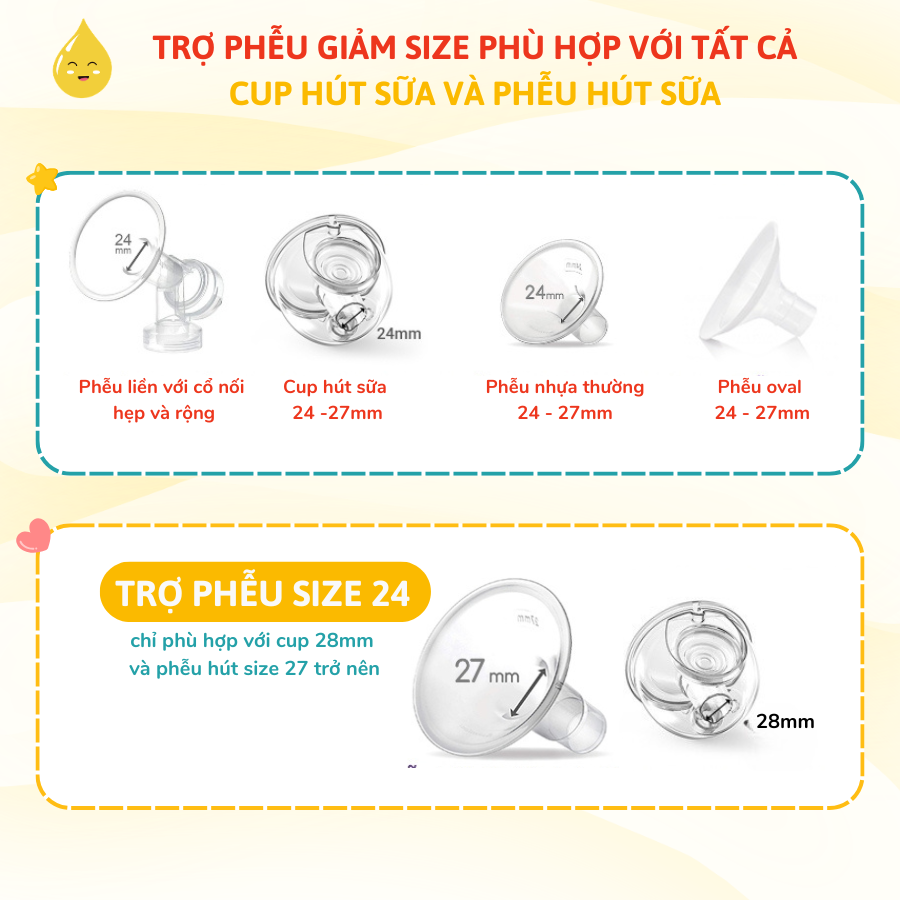 Trợ Phễu Silicone Coniu, Đệm Hạ Size Phễu Size 15-17-19-21-24mm,