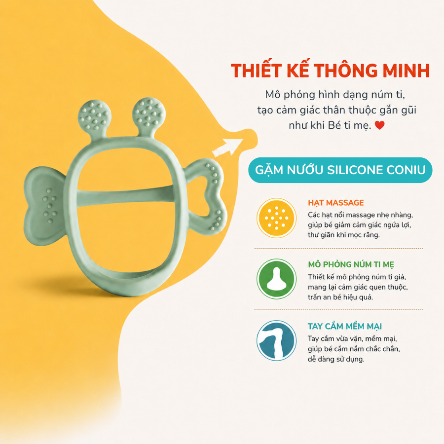 Gặm Nướu Bee Cho Bé Coniu Siêu Mềm Giúp Giảm Ngứa Nướu An Toàn Cho Bé
