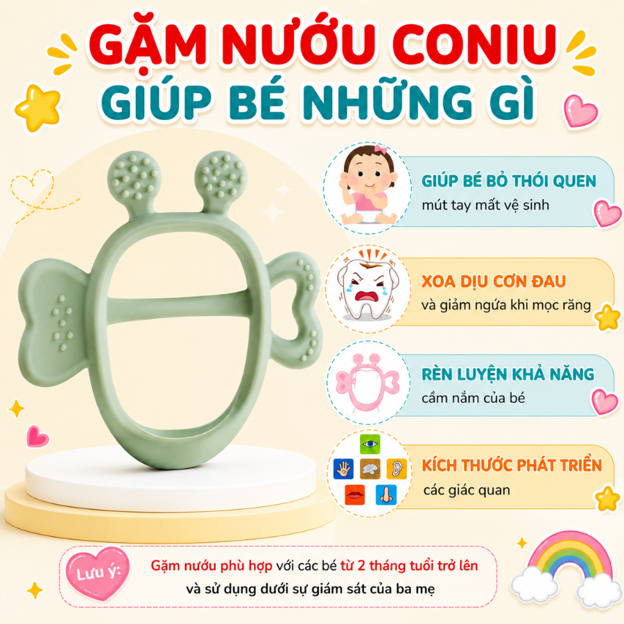 Gặm Nướu Bee Cho Bé Coniu Siêu Mềm Giúp Giảm Ngứa Nướu An Toàn Cho Bé