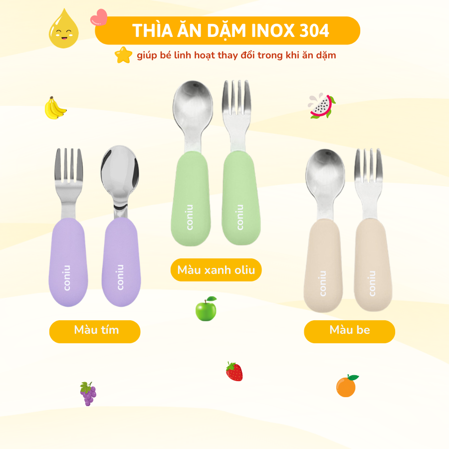 Set Ăn Dặm Inox Cho Bé, Combo Bát, Khay, Yếm, Thìa, Cốc Inox 304