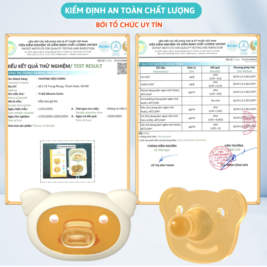 Ti giả Coniu Silicone Nguyên Khối Cho Bé Siêu Mềm Mại, Hộp Đựng Bảo Vệ, Dây Xích Chống Thất Lạc