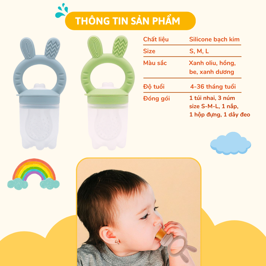 Túi Nhai Ăn Dặm, Núm Nhai Ăn Dặm Cho Bé Silicone Coniu