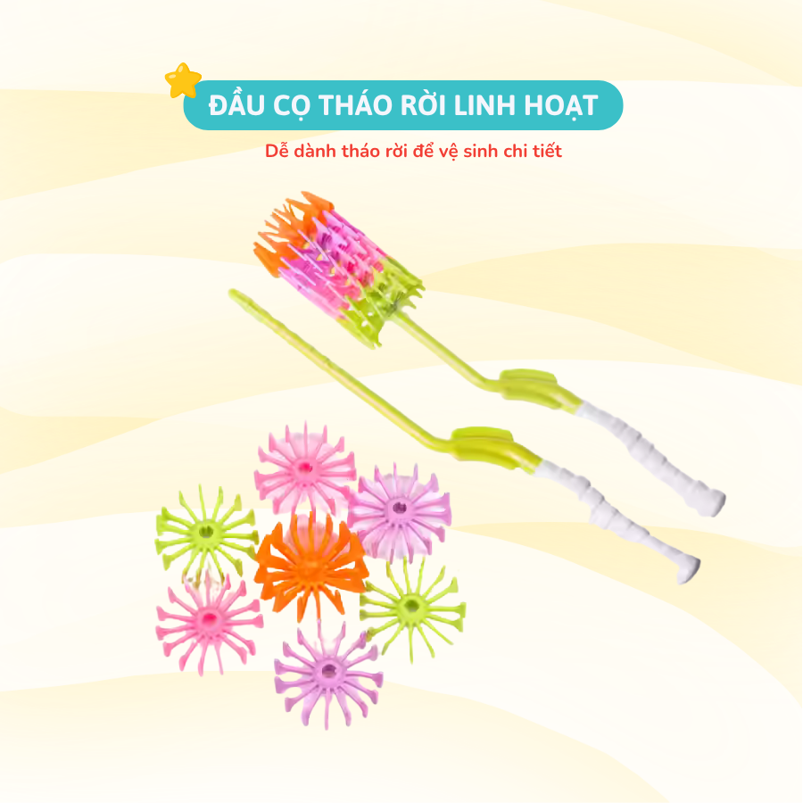 Cọ Rửa Bình Sữa Coniu, Tay Cầm Xoay 360 Độ, Chất Liệu Silicone Cao Cấp