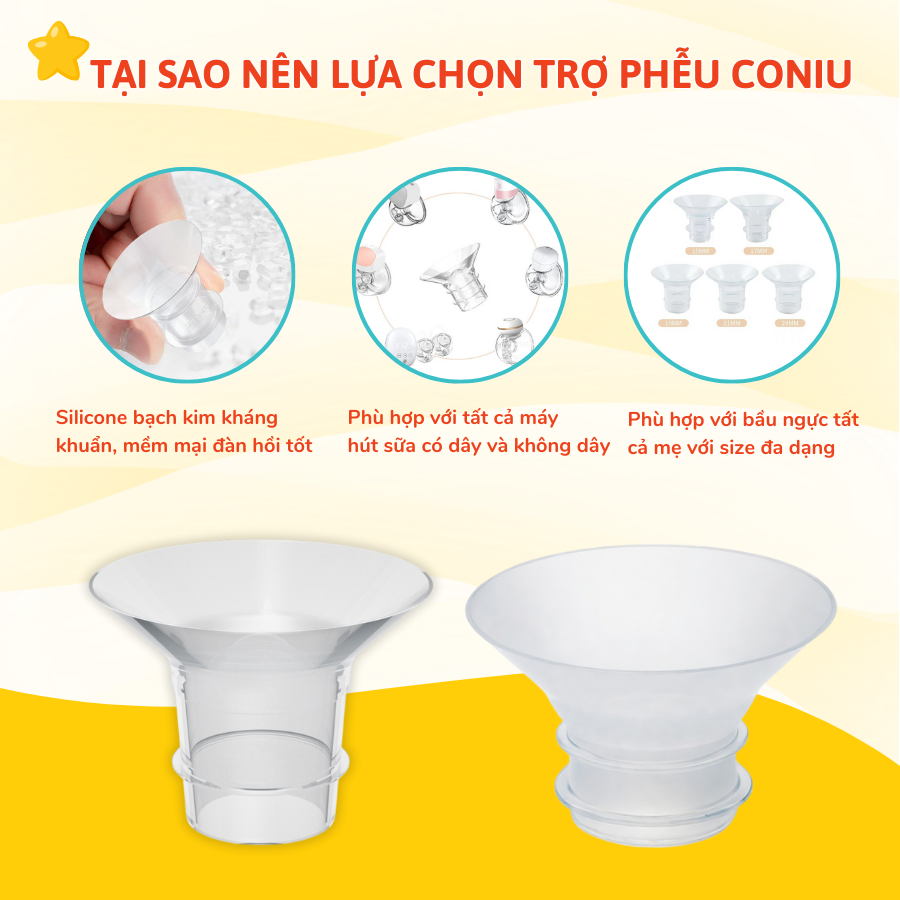 Trợ Phễu Silicone Coniu, Đệm Hạ Size Phễu Size 15-17-19-21-24mm,