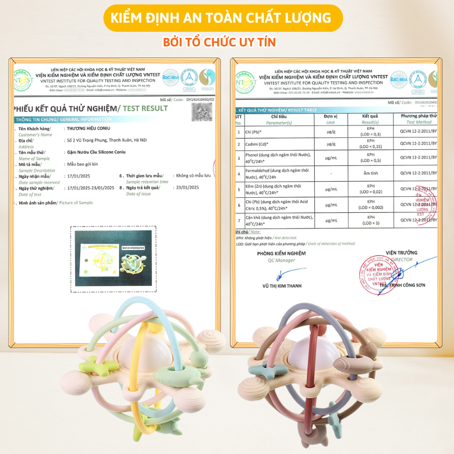 Gặm Nướu Silicone Coniu Hình Cầu Có Trục Xoay, Âm Thành Giúp Tăng Khả Năng Cầm Nắm Cho Bé