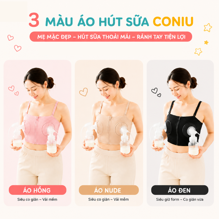 Áo Hút Sữa Rảnh Tay Coniu, Mặc Hút Sữa Cho Mẹ, Có Dây Giữ Bình Hút Sữa