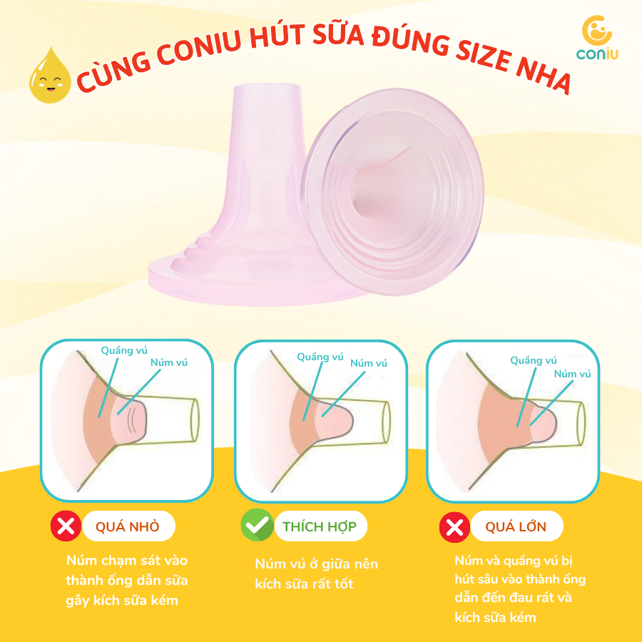 Phễu Hút Sữa Silicon Coniu Comfort Hút Êm Ái, Mềm Mại Kích Sữa Hiệu Quả