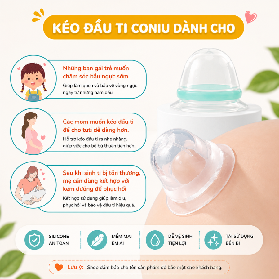 Kéo Đầu Ti Silicone Coniu Giúp Mẹ Cho Con Ti Dễ Dàng Và Thẩm Mĩ( Có Che Tên)