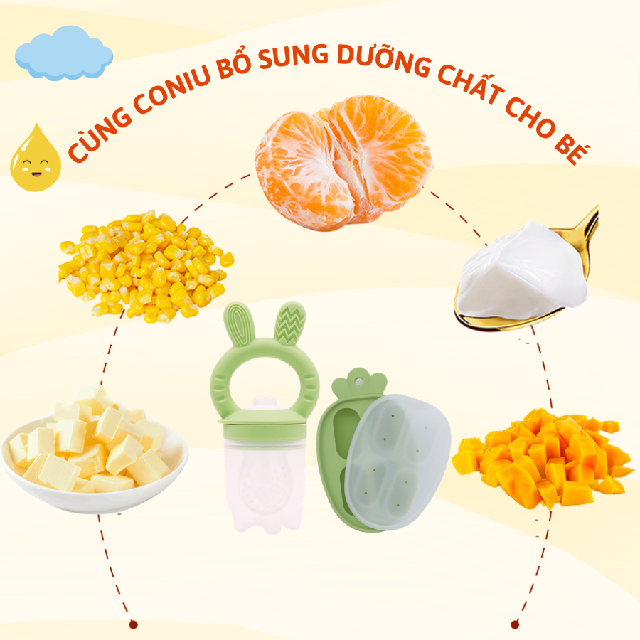Túi Nhai Ăn Dặm, Núm Nhai Ăn Dặm Cho Bé Silicone Coniu