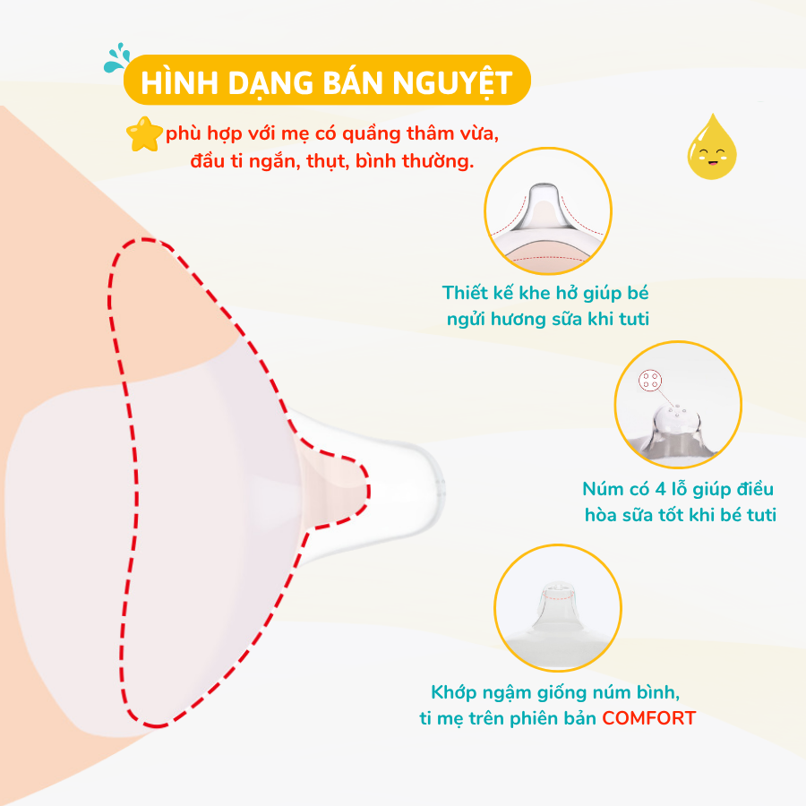 Núm Trợ Ti Coniu Silicone Siêu Mềm Mại Giúp Mẹ Cho Bé Bú Dễ Dàng