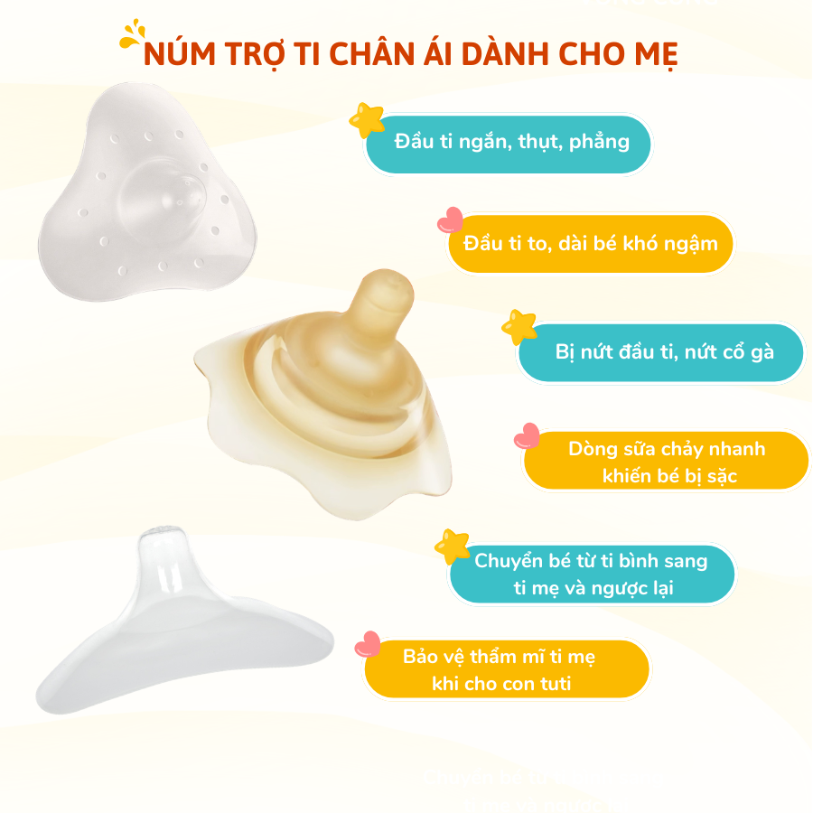 Núm Trợ Ti Coniu Silicone Siêu Mềm Mại Giúp Mẹ Cho Bé Bú Dễ Dàng